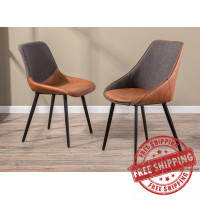 Lumisource CH-MAR BK+BNGY2 Marche Contemporary Two-Tone Chair in Brown Faux Leather and Grey Fabric - Set of 2